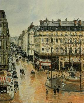 Camille Pissarro : Rue Saint-Honore, Afternoon, Rain Effect